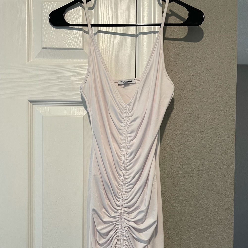 White Rouched Bodycon Mini Dress - Picture 4 of 5